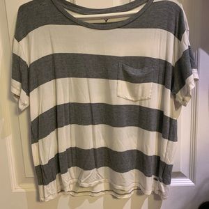 American Eagle soft and sexy striped cropped shirt